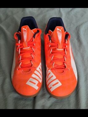 Puma Men's Vibrant Orange Athletic Sneakers with White Accents